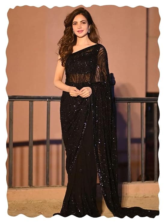 AKHILAM Georgette Embellished Unstitched Black BITTI605 JR