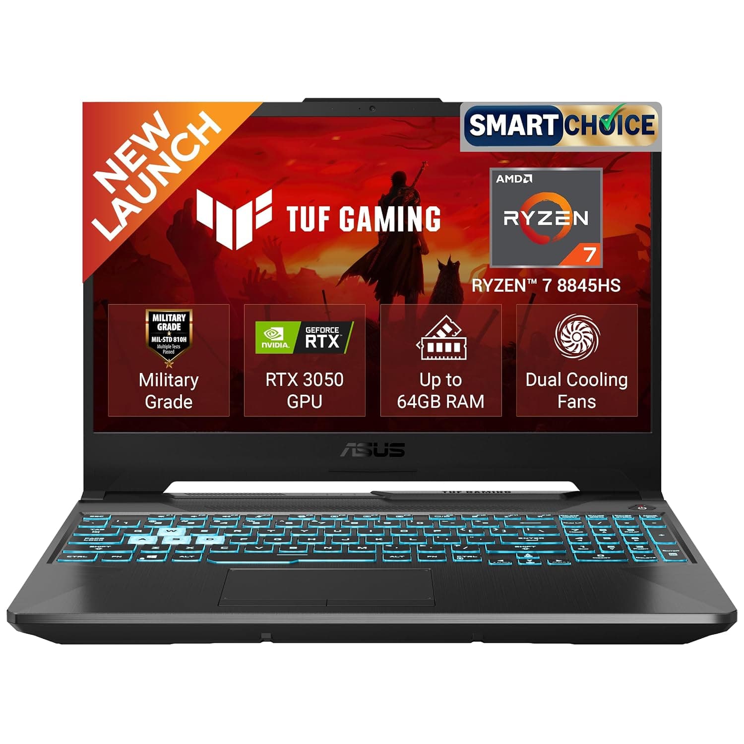 ASUS TUF A15 (2026),Smartchoice,AMD Ryzen 7 8845HS,RTX 3050,16GB RAM (Upgradeable Upto 64GB),512GB SSD,FHD,15.6"(39.6 cm),Win 11,M365 Basic(1Y),Office 24,Black,2.3 Kg,FA506NCG-HN192WS,Gaming Laptop