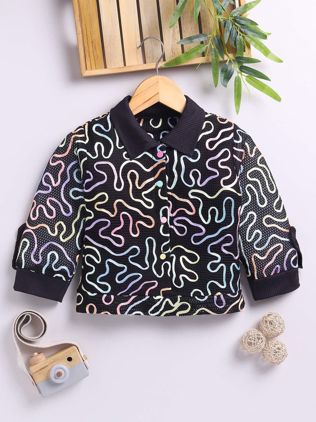 Toonyport Girls Abstract Printed Spread Collar Cotton Casual Shirt