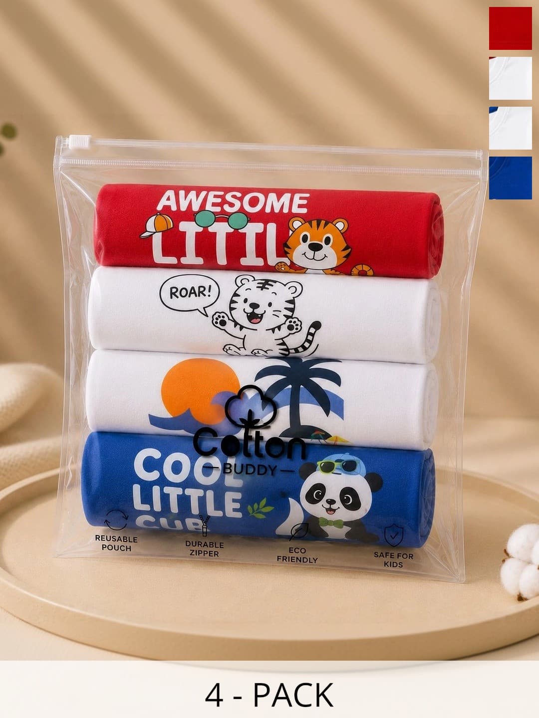 cotton buddy Kids 4 Printed Pure Cotton T-shirt