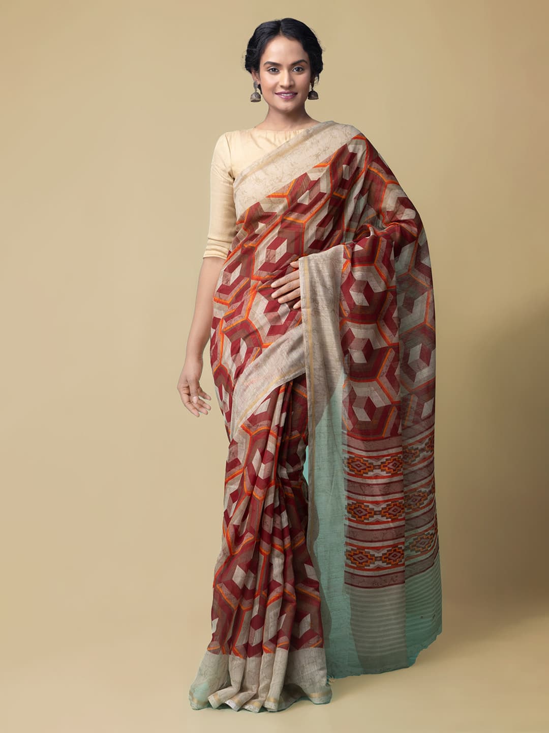Unnati Silks Women Multicoloured Digital Printed Chanderi Sico Saree