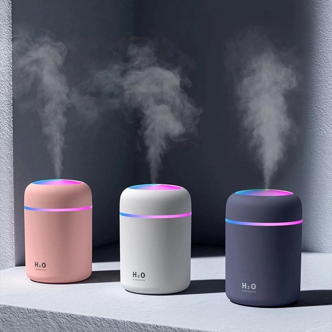 Gikzol H2O Diffuser with Colorful LED Lights for Home Office & Small Rooms, Portable Cool Mist Small Quiet Air Humidifier for Aroma Therapy, Ultrasonic Essential Oil Diffuser for Moisture (Random)