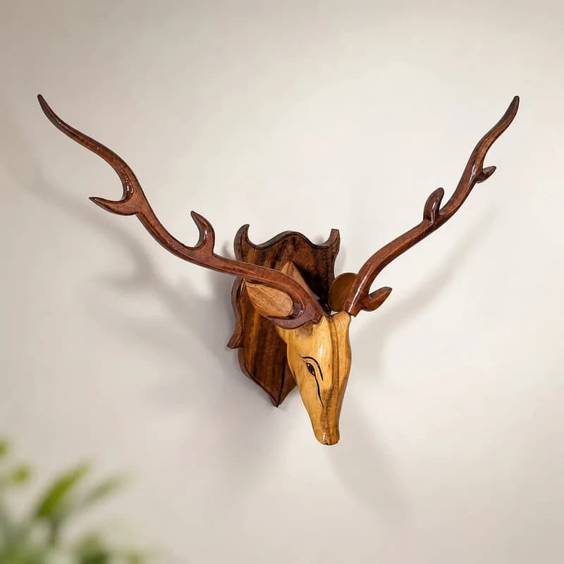 Terrasoul Craft Dear Head wall hanging decorative items | Wall Decoration material |wooden Price in India